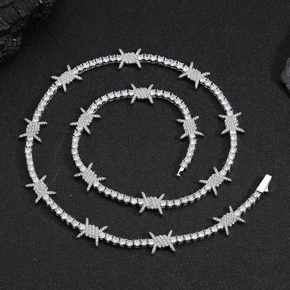 24 Inch Iced Out Barbed Wire T - đánh giá và giá Men Accessories Neck Chain
