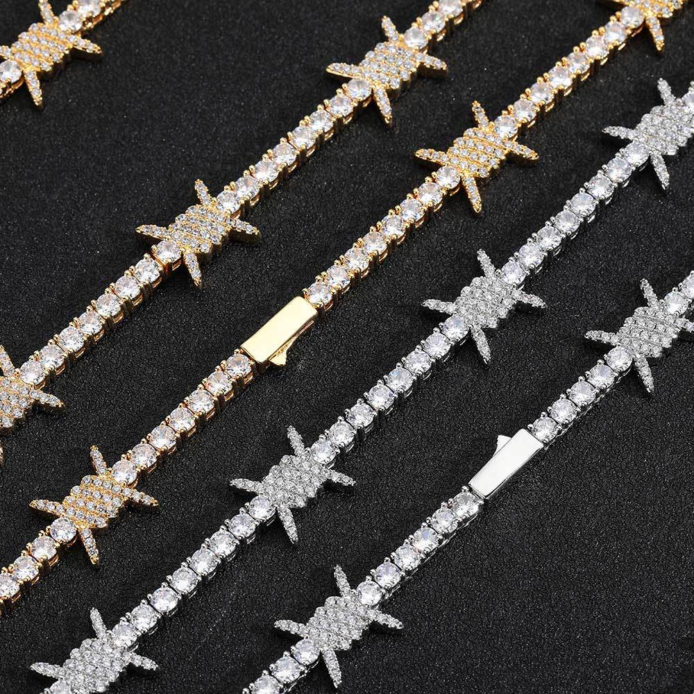 24 Inch Iced Out Barbed Wire T - đánh giá và giá Men Accessories Neck Chain